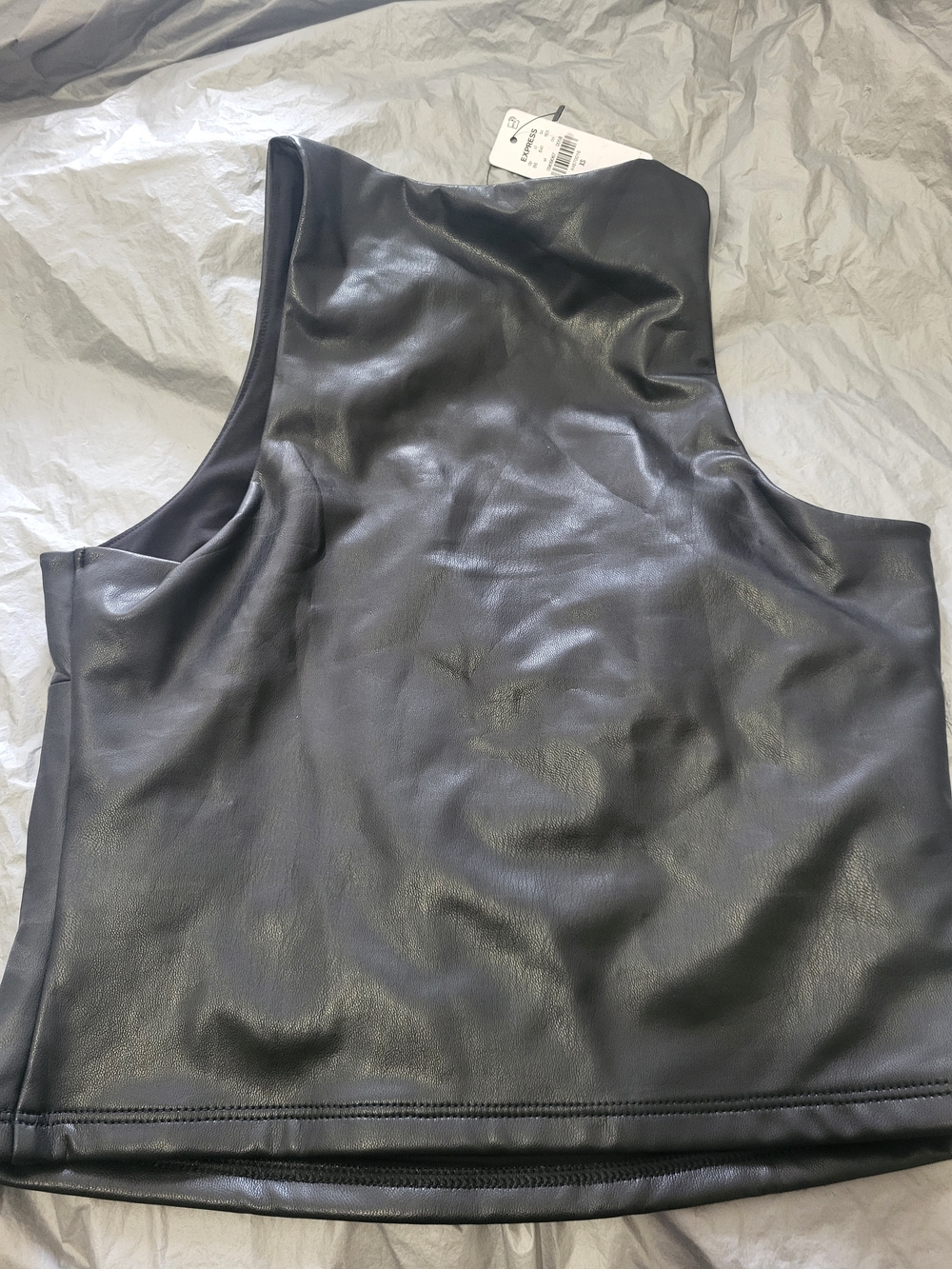 Express Black Faux Leather Tank - Picture 2 of 7